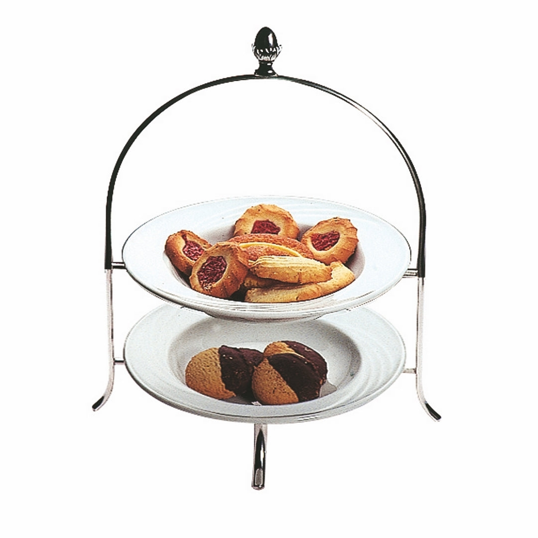 Afternoon Tea Stand, Two Tiers; H: 13-3/4" D: 8-13/16"