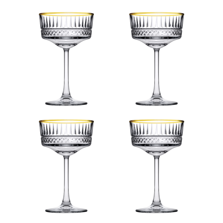 pasabahce-champagnecoupe-elysia-26-cl-transparant-goud-4-stuks_