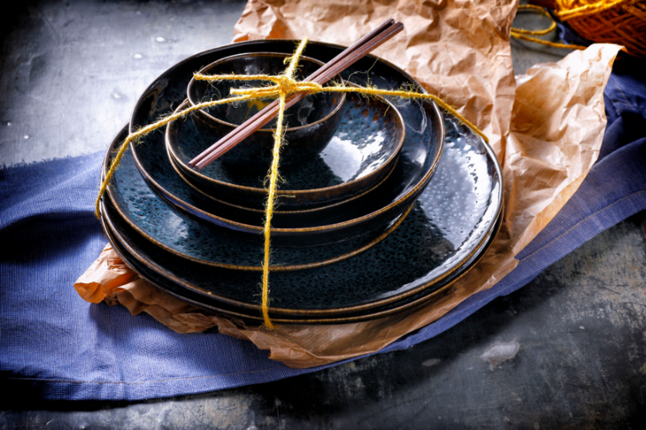 Palmer plate deep Eccentric 22 cm Stoneware Blue