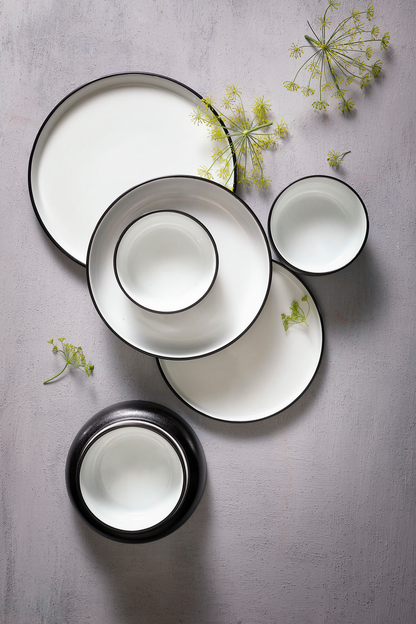 Maastricht Porselein Bord diep Cosmic 20 cm Wit Zwart