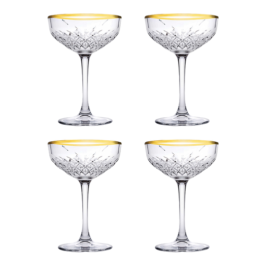 pasabahce-champagnecoupe-timeless-25-5-cl-transparant-goud-4-stuks_